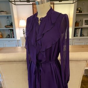 Armani Exchange purple ruffle shirt dress - 12